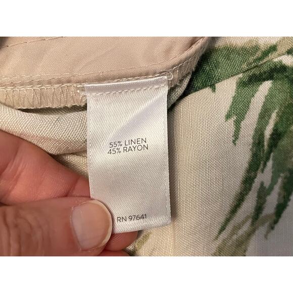 NWT J. Jill Linen Blend Barley Palm Bamboo Tropical Wide Leg Cropped Pants LP - Picture 10 of 15